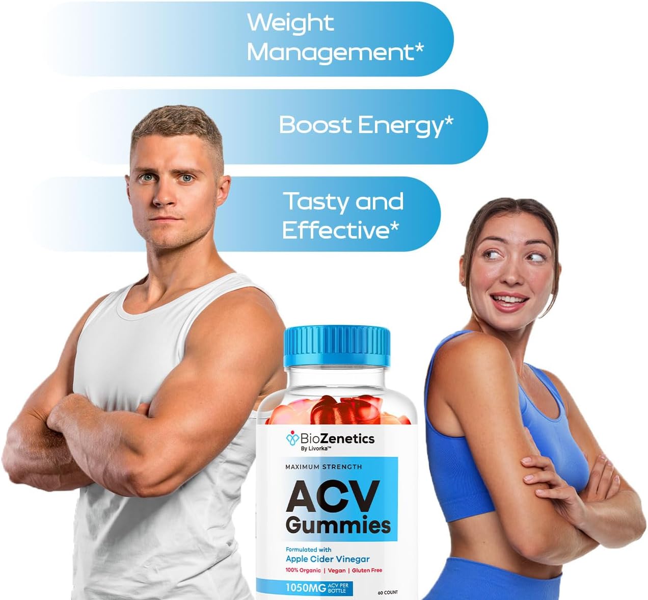 BioZenetics Gominolas de Vinagre de Manzana (ACV) 1050mg, Complemento Alimenticio Natural, 60 Gominolas para 1 Mes