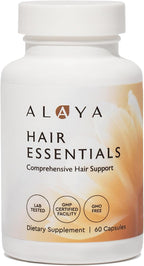 Alaya Hair Essentials - Suplemento Capilar con Biotina, Queratina, Folato, Vitamina B12, B6 - Probado en Laboratorio - Sin Gluten - 30 Días