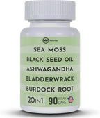 NaturMinerals Complejo 20-en-1 con Aceite de Semilla Negra, Musgo Marino, Ashwagandha y Cúrcuma - 90 Cápsulas Veganas