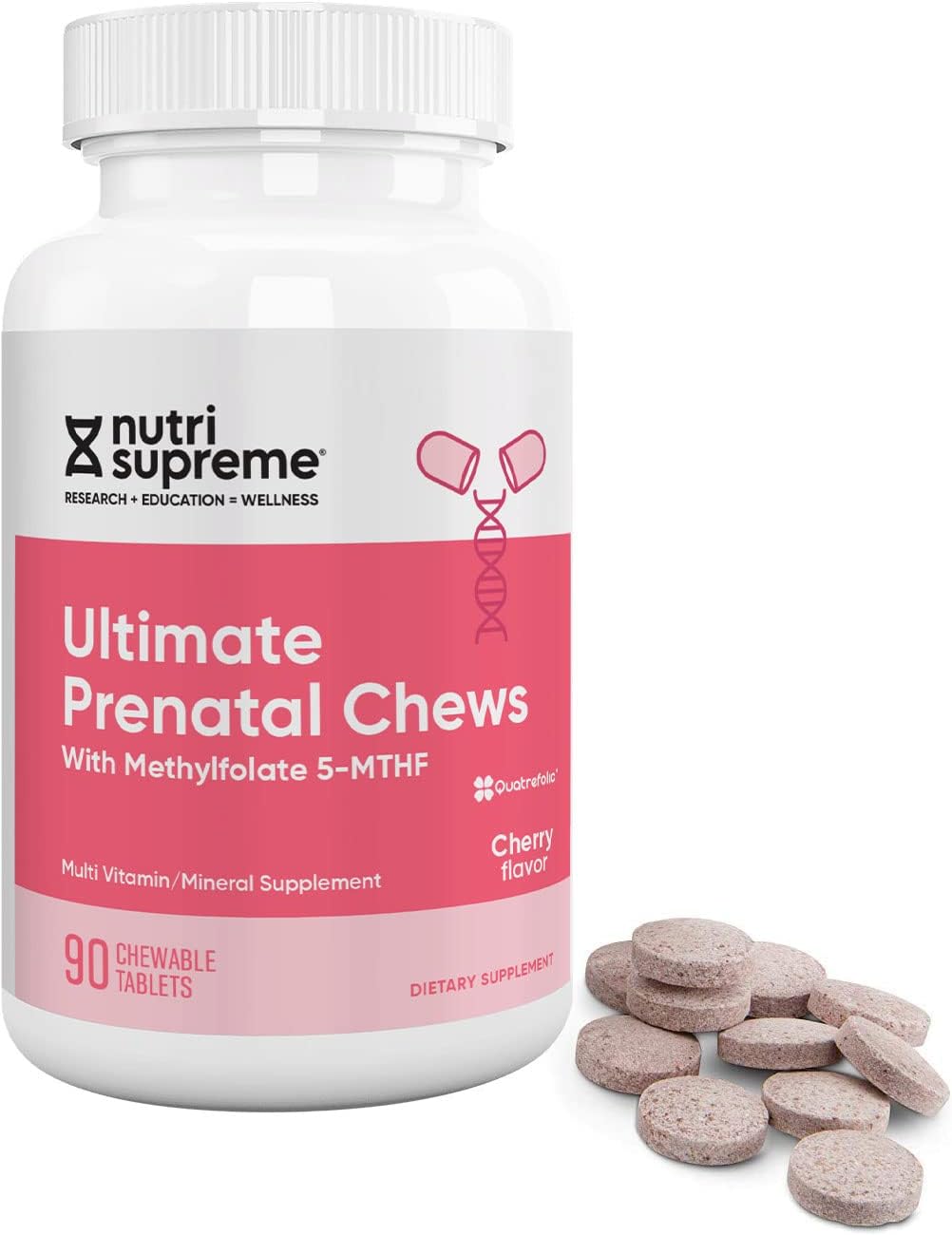Nutri Supreme Prenatal Vitamin, Masticable con Metilfolato, 90 Comprimidos