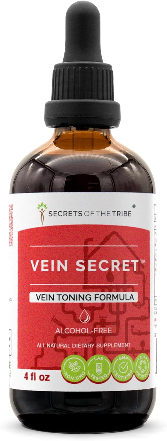Secrets of the Tribe - Vein Secret, Fórmula Tonificante Venosa, Suplemento Herbal en Gotas, Extracto Líquido Sin Alcohol (118 ml)