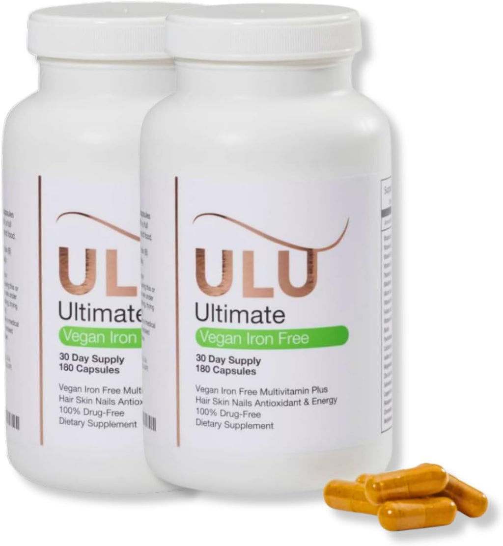 ULULIFE Multivitamínico Vegano Sin Hierro - Pack de 2 (360 Cápsulas) - Para Cabello, Piel, Uñas, Energía y Antioxidante