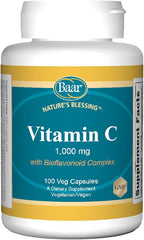 Baar Nature's Blessing Vitamina C, 1000 mg, con Complejo de Bioflavonoides, 100 Cápsulas Vegetarianas