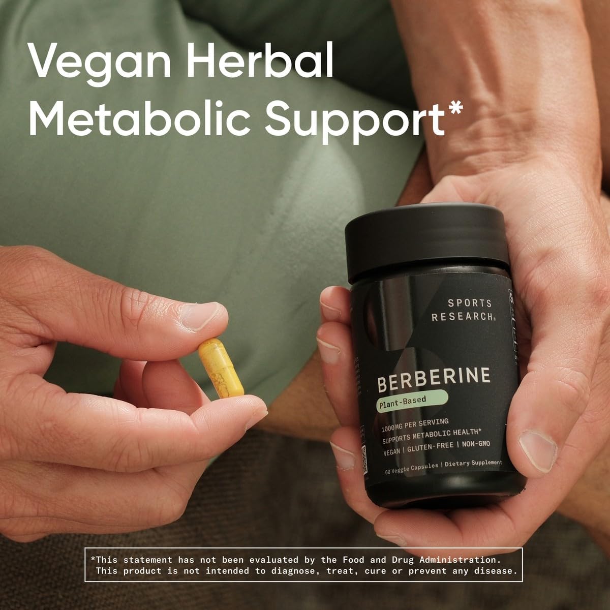 Sports Research Berberine - Apoyo Metabólico Herbal Ayurvédico - 1000 mg - 120 Cápsulas - Vegano, Sin Gluten