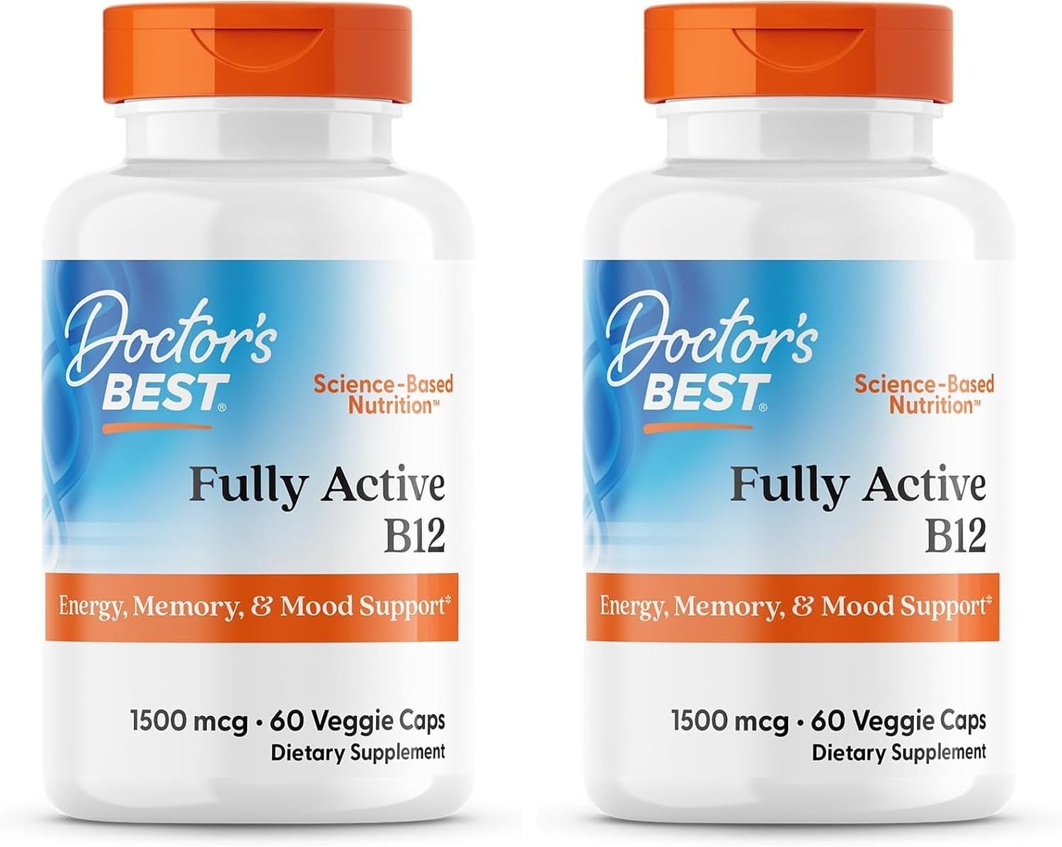 Doctor's Best Vitamina B12 Metilcobalamina 1500 mcg, 180 Cápsulas Veganas