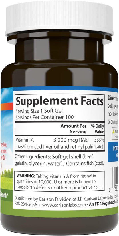 Carlson - Vitamina A, 10000 UI (3000 mcg – Sistema inmunitario: La vitamina A contribuye al funcionamiento normal – Image 2