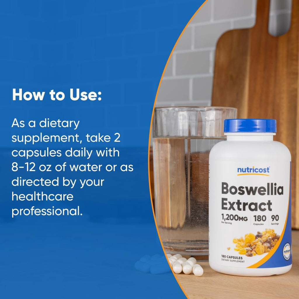 Nutricost Extracto de Boswellia 180 Cápsulas – 90 Dosis – Vegano, Sin Gluten