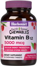 Bluebonnet Nutrition Earth Sweet Vitamina B12 5000 mcg Comprimidos Masticables, Sabor Frambuesa, 30 unidades