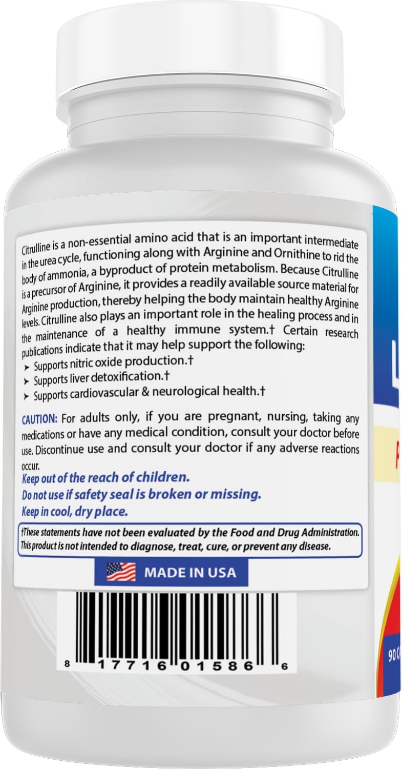 Best Naturals L-Citrulina Cápsulas - 1500 mg por ración - Sin OGM - Sin Gluten - 90 Cápsulas (Paquete de 3)