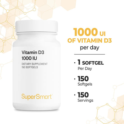 Supersmart Vitamina D3 1000 UI, 150 cápsulas – Absorción de calcio y fósforo: La vitamina D facilita la absorción – Image 5