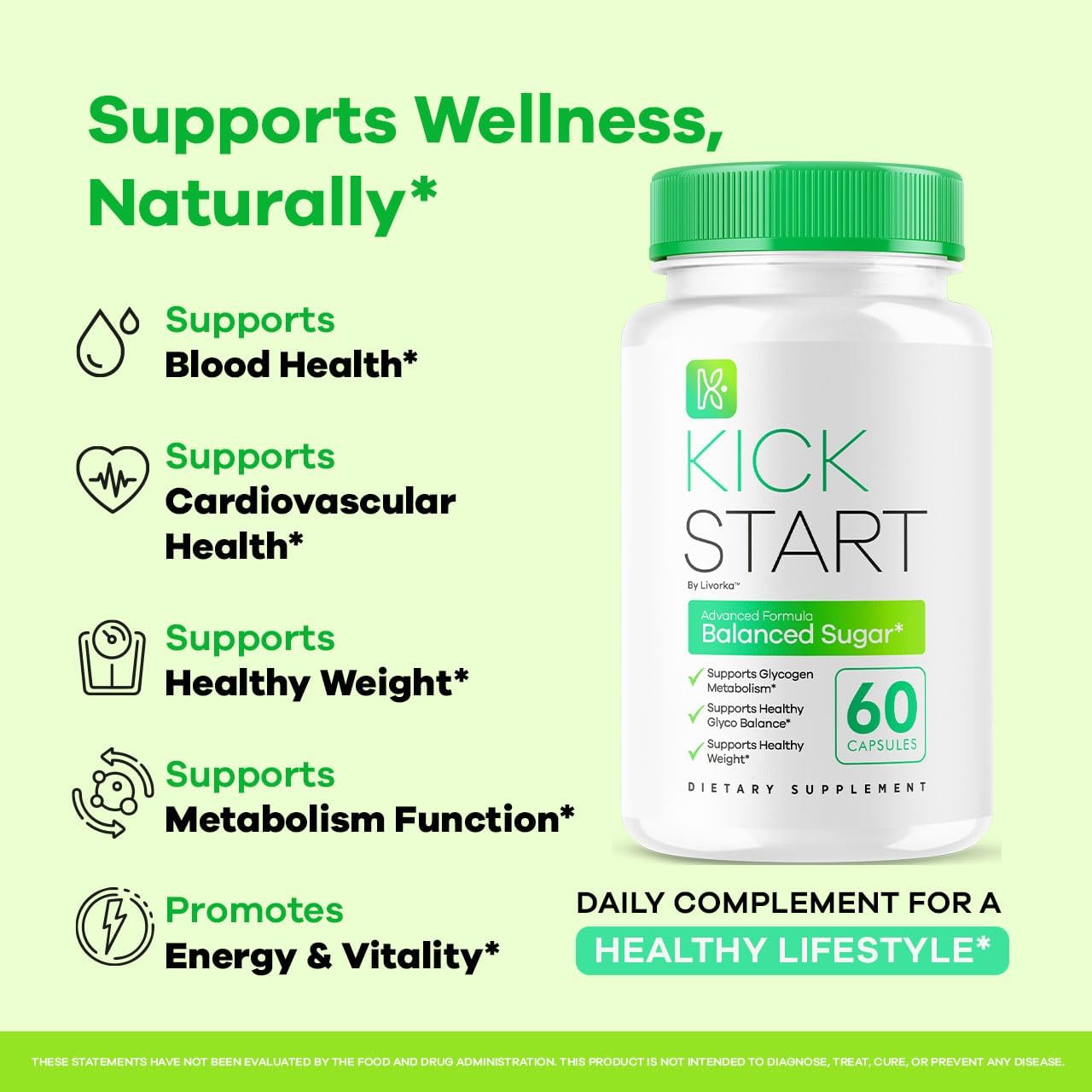 (3 Pack) Kick Start Glyco Optimizer Cápsulas, 180 Cápsulas para 3 Meses