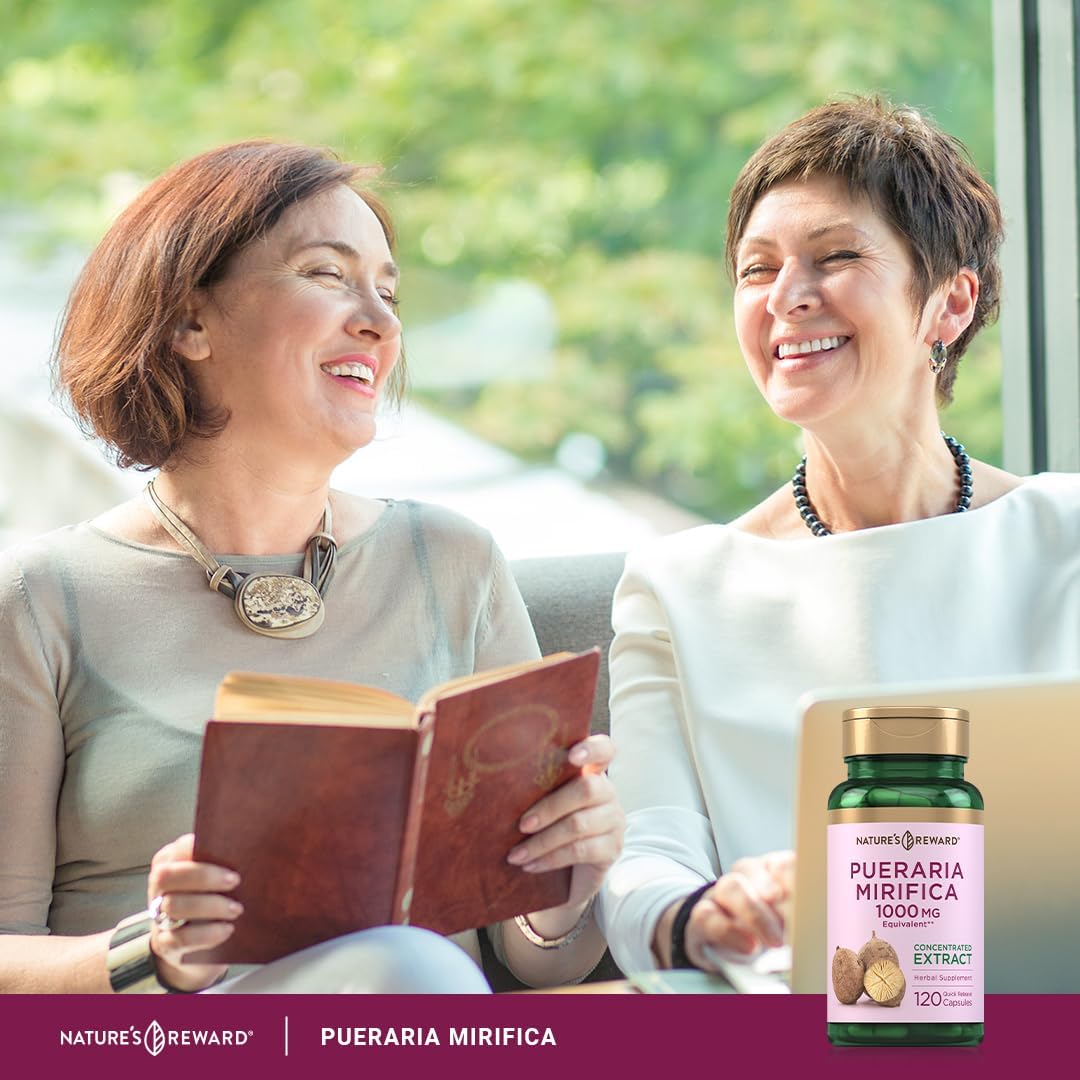Pueraria Mirifica Cápsulas | Extracto de Raíz | 120 Cápsulas | No-GMO, Sin Gluten | Nature's Reward