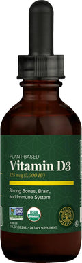 Global Healing Vitamina D3 Orgánica 5000 UI - Suplemento Vegano de Vitamina D3 - 2 fl oz