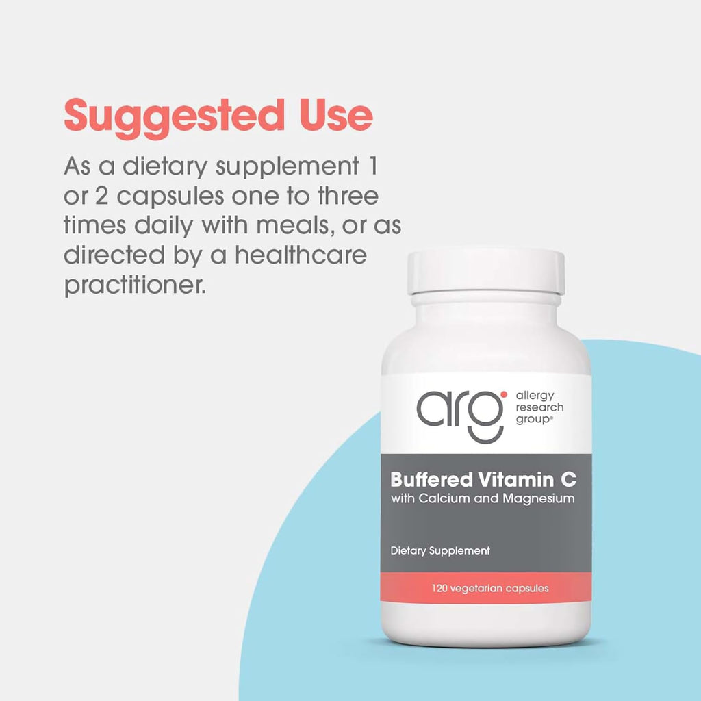 Allergy Research Group ARG Buffered Vitamin C - 1000 mg - Immune Support - Vegetarian Capsules - Hypoallergenic - 120 Capsules