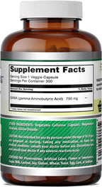 Amazing Formulas GABA 750mg Cápsulas Vegetales - 300 Unidades