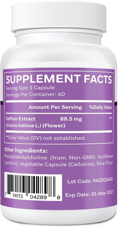 Suplemento de Azafrán Liposomal 88,5 mg, Máxima Absorción, Extracto Puro de Azafrán para el Estado de Ánimo, Energía, Visión – Image 2