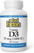 Natural Factors Vitamina D3 1000 IU (25 mcg) - 180 Comprimidos