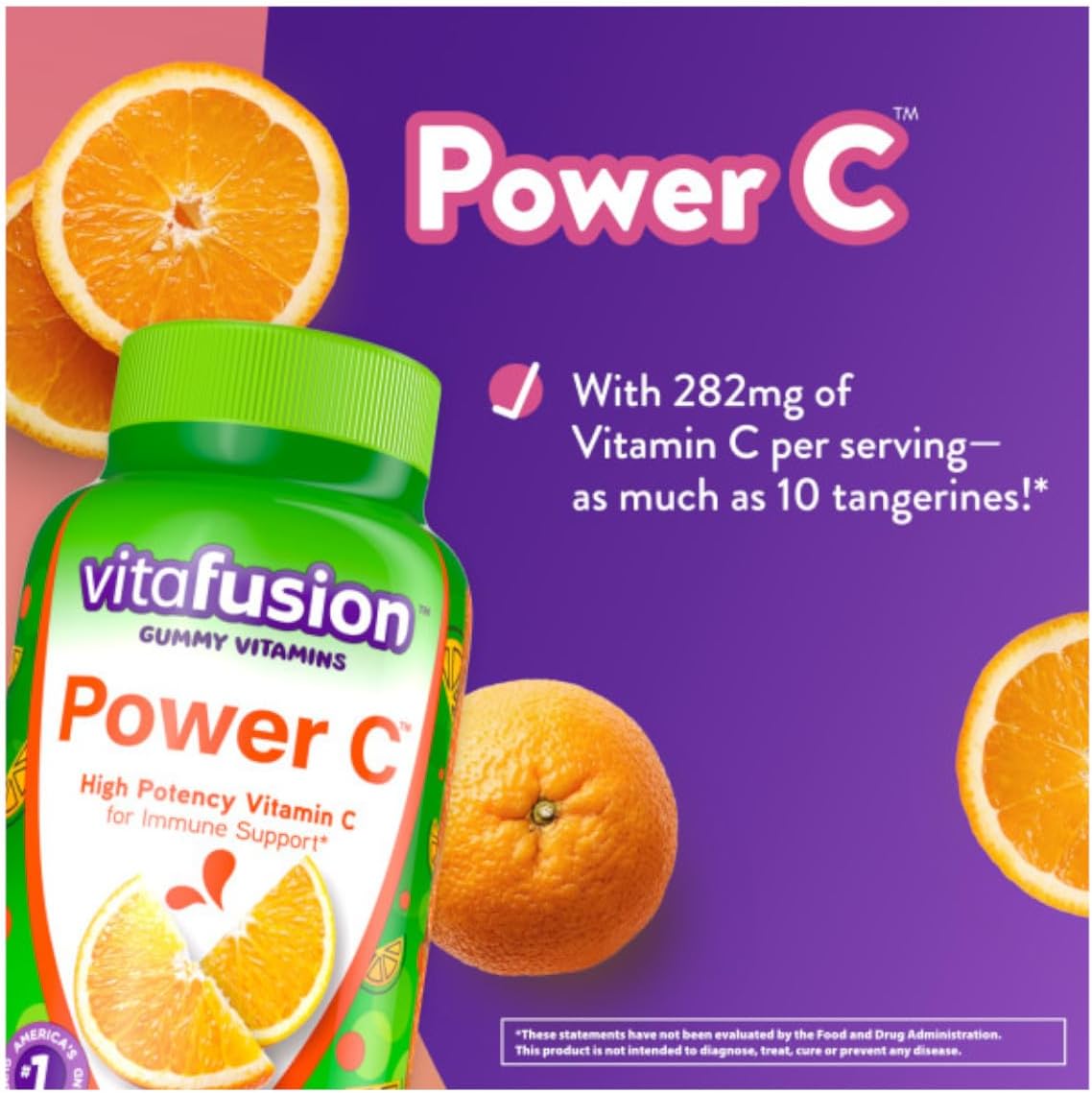 Vitafusion Power C, Gominolas de Vitamina C para Adultos, 150 Gominolas de Alta Potencia
