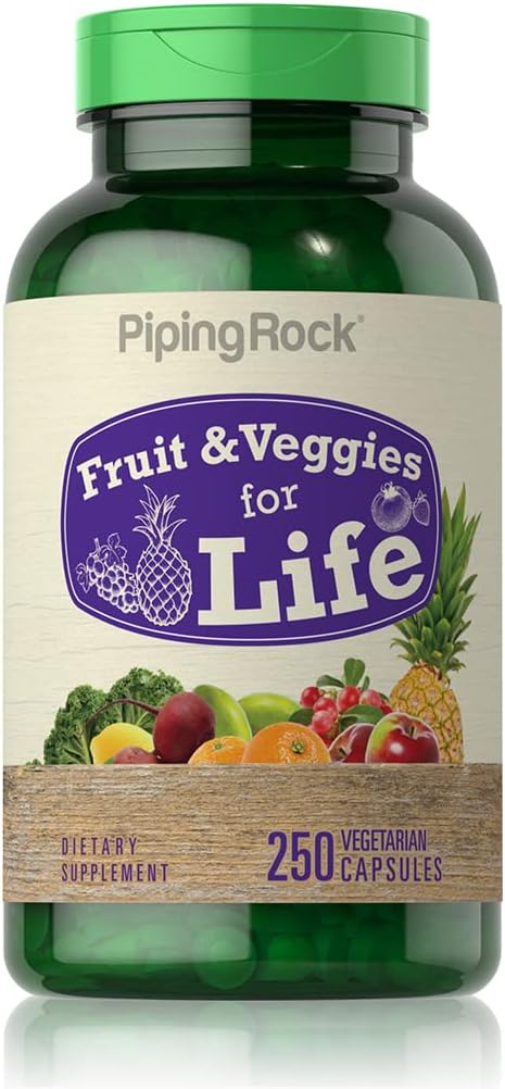Piping Rock Suplemento de Frutas y Verduras - 250 Cápsulas - Superfood Vegetal, Sin OMG, Sin Gluten