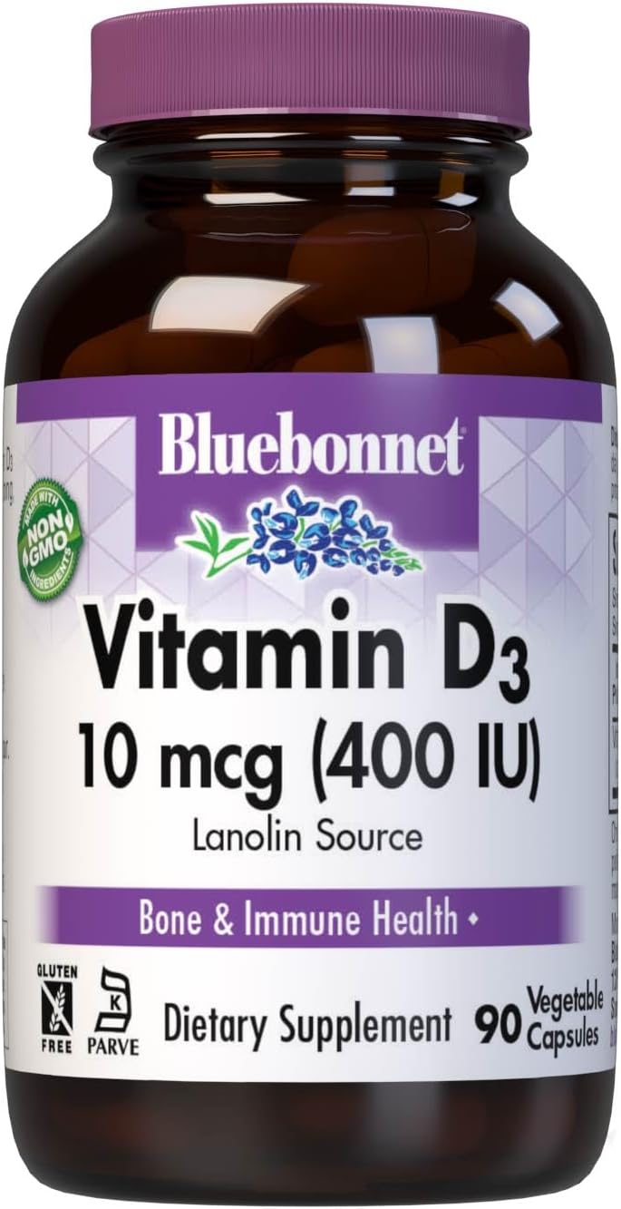 BlueBonnet Vitamina D3 400 UI – 90 Cápsulas Vegetales