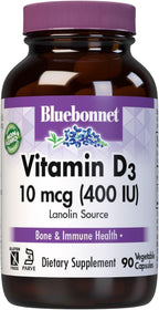 BlueBonnet Vitamina D3 400 UI – 90 Cápsulas Vegetales