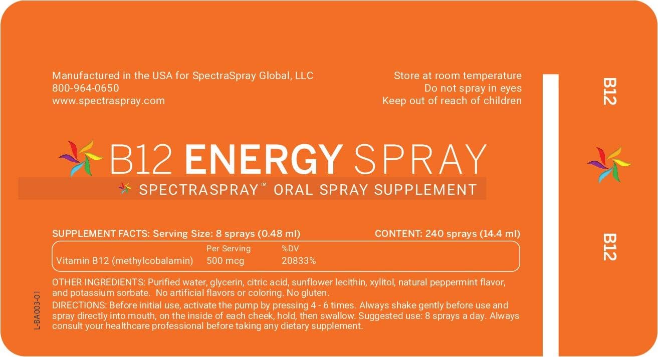 Spectraspray Travel Wellness Stay Well Kit - Spray Oral de Apoyo Inmunológico y Vitamina B12, Vegano y Sin Gluten, 30 Días de Suministro