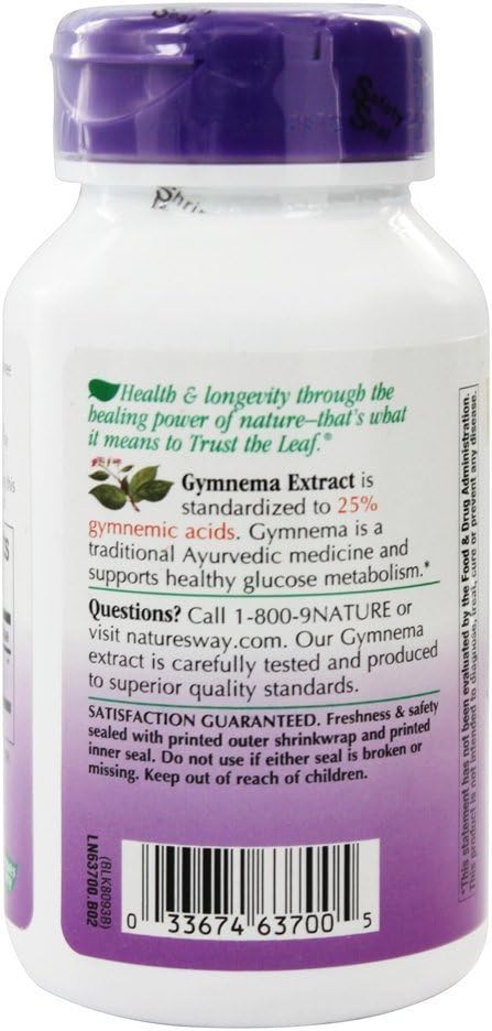 Nature's Way Gymnema estandarizado, 500 mg, 60 cápsulas vegetales (paquete de 3)