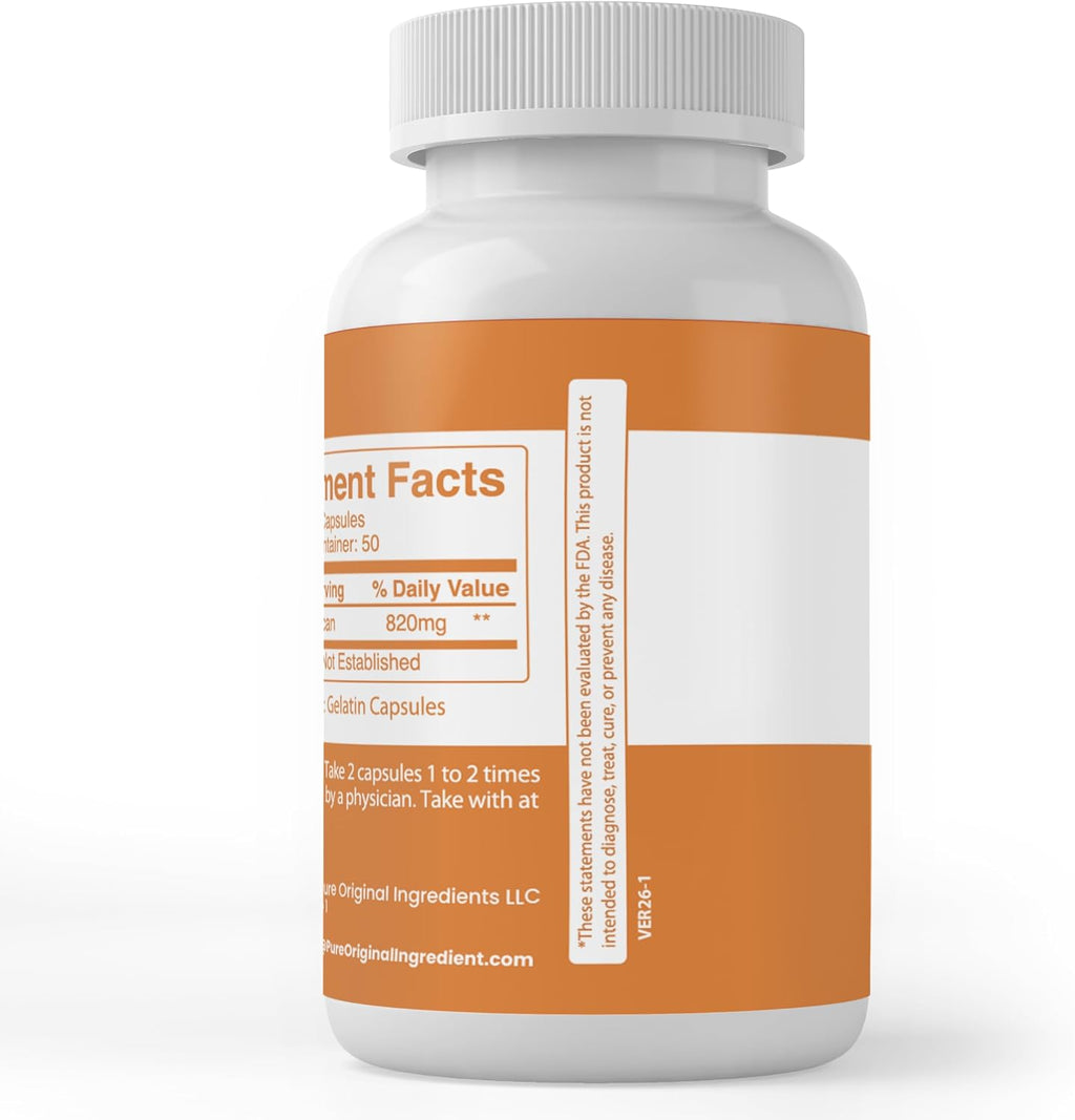 Beta Glucano 1,3/1,6 de Pure Original Ingredients (100 Cápsulas) - Puro, Sin Aditivos ni Rellenos