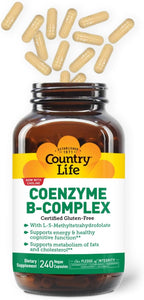 Country Life Coenzyme B-Complex con Metilfolato y B12, 240 Cápsulas