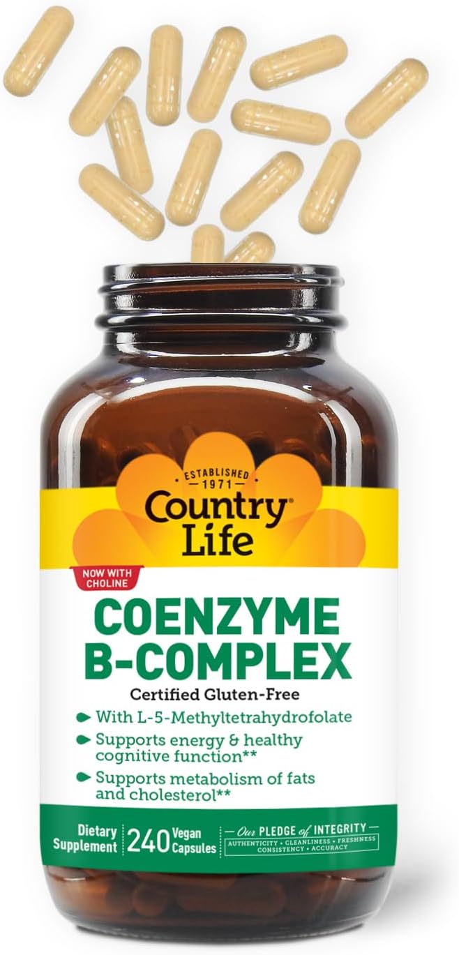 Country Life Coenzyme B-Complex con Metilfolato y B12, 240 Cápsulas