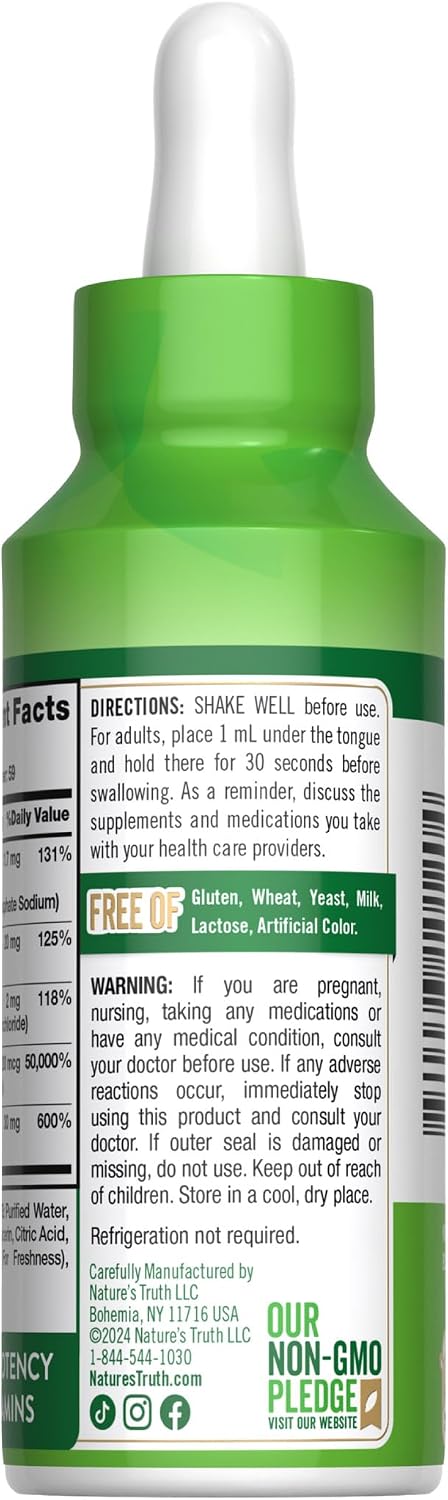 Nature's Truth Complejo B Sublingual con B12 - 59 ml - Sabor a Bayas