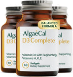 ALGAECAL D3 Complete - Complejo de Vitaminas D3, K2, A y E - 180 Cápsulas (3 Frascos)