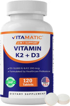 Vitamatic Vitamina D3 K2 10.000 UI + 200 mcg MK-7, 120 Comprimidos