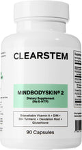 CLEARSTEM - MINDBODYSKIN Hormonal Acne Supplement (No 5-HTP) - Natural DIM Supplement - Skin Care Vitamins - Hormone Balance, Antioxidants - Gluten Free, Cruelty Free - 30 Servings, 90 Capsules