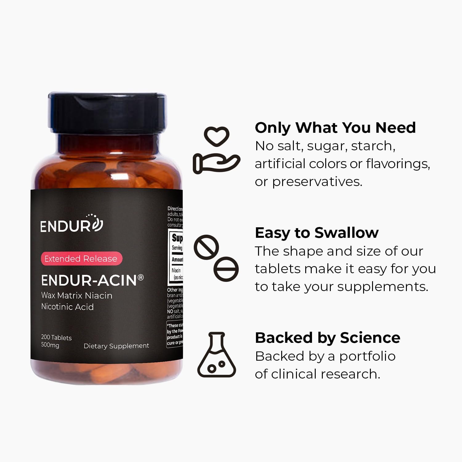 ENDUR-ACIN Niacina B3 Liberación Prolongada 250 mg - 200 Comprimidos