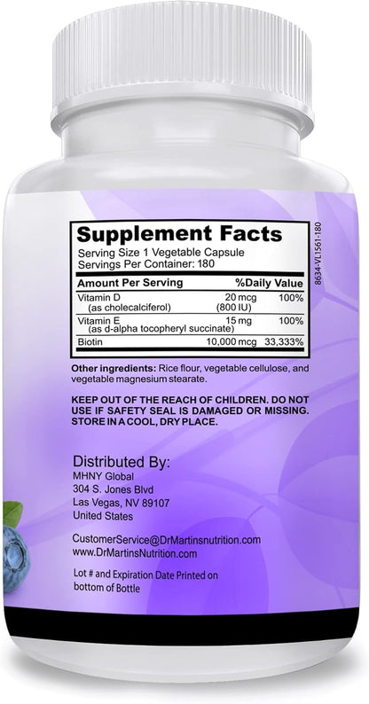 DR. MARTIN'S NUTRITION Biotina 10.000 mcg – La biotina contribuye al mantenimiento de las membranas mucosas en – Image 9