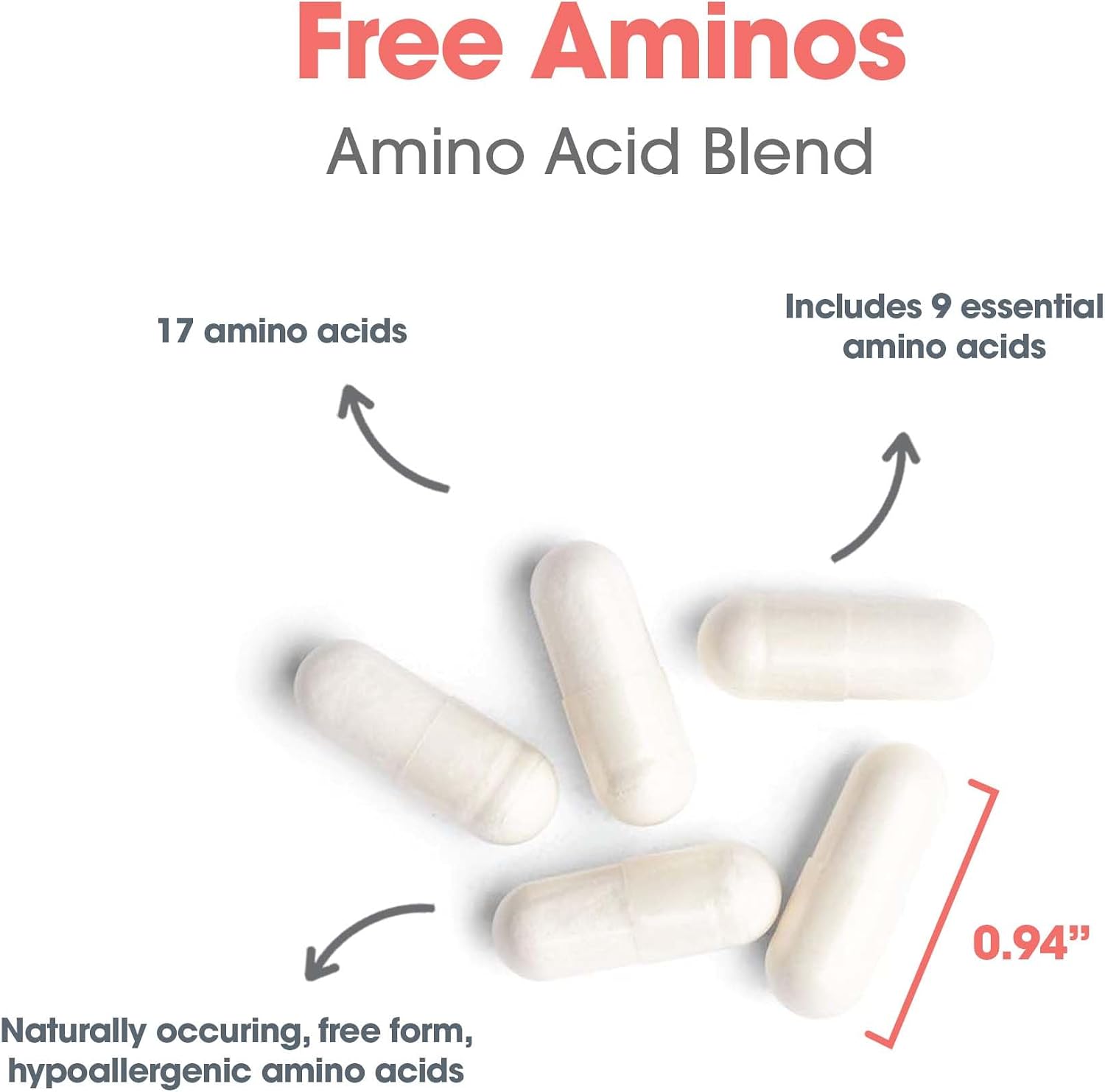 ARG Free Aminos - Free-Form Amino Acid Complex with 5-HTP - 100 Vegetarian Capsules