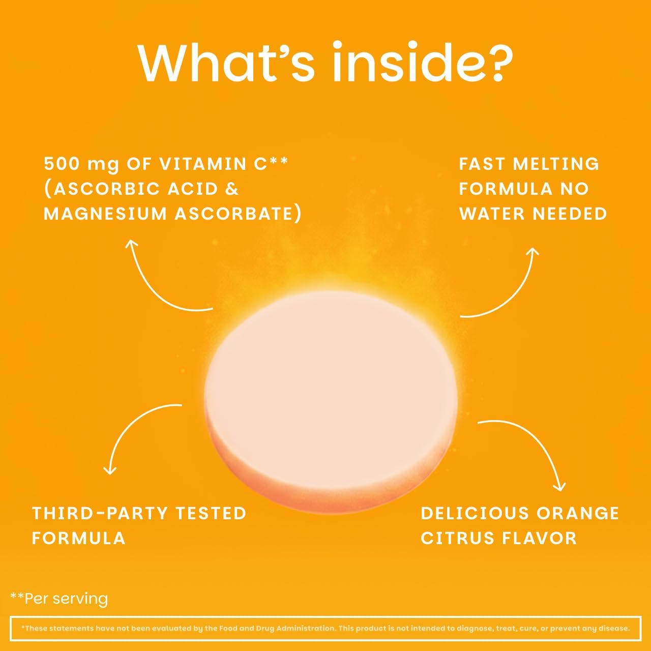 EZ Melts Vitamina C - 60 Comprimidos Bucodispersables - Sabor Naranja Cítrico