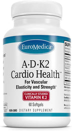 EuroMedica A•D•K2 Cardio Health – Suplemento Cardiovascular con Vitaminas A, D3 y K2 – 60 Cápsulas Blandas