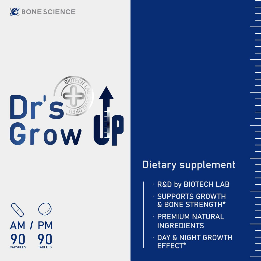 BONE SCIENCE Dr’s Grow UP AM & PM – Sistema Día y Noche para el Crecimiento y Salud Ósea de Niños y Adolescentes