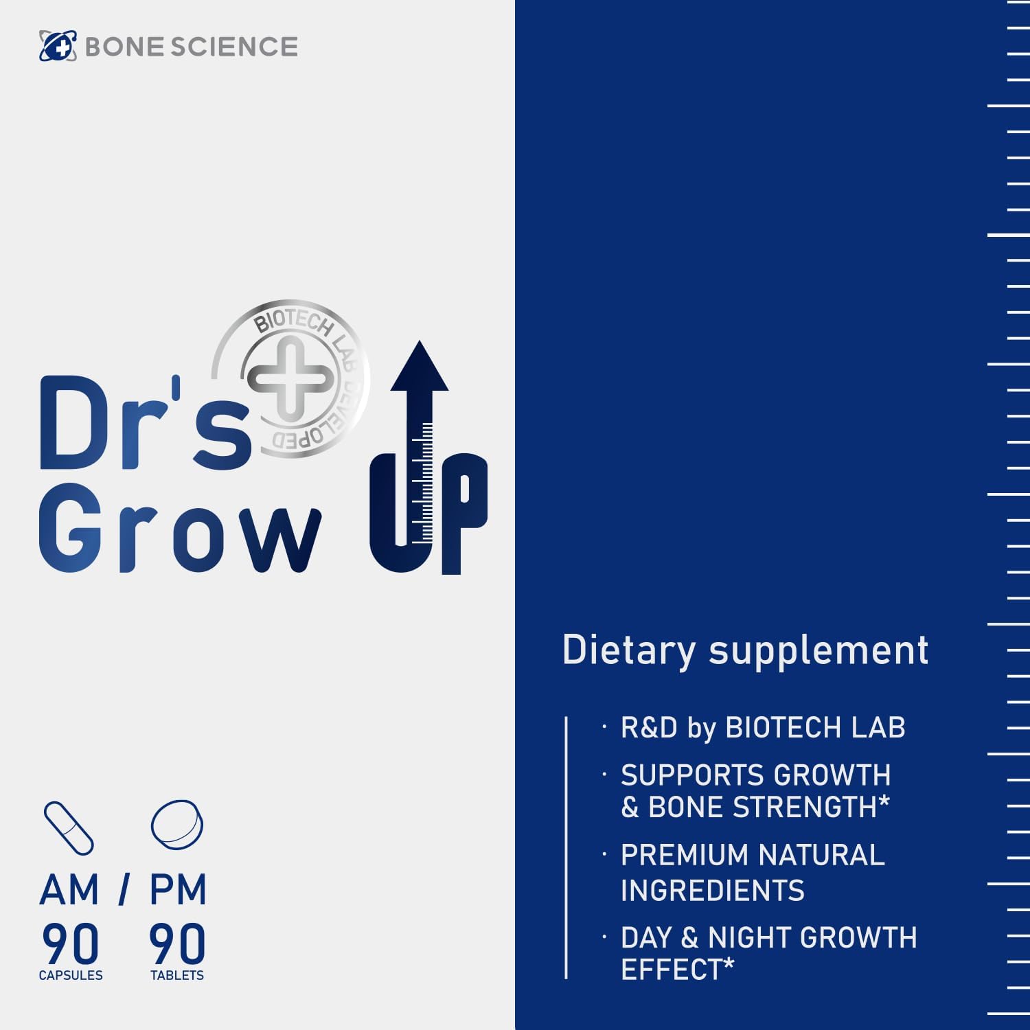 BONE SCIENCE Dr’s Grow UP AM & PM – Sistema Día y Noche para el Crecimiento y Salud Ósea de Niños y Adolescentes