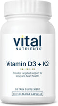 Vital Nutrients Vitamina D3 + K2 | 2000 UI | 60 Cápsulas