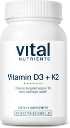 Vital Nutrients Vitamina D3 + K2 | 2000 UI | 60 Cápsulas