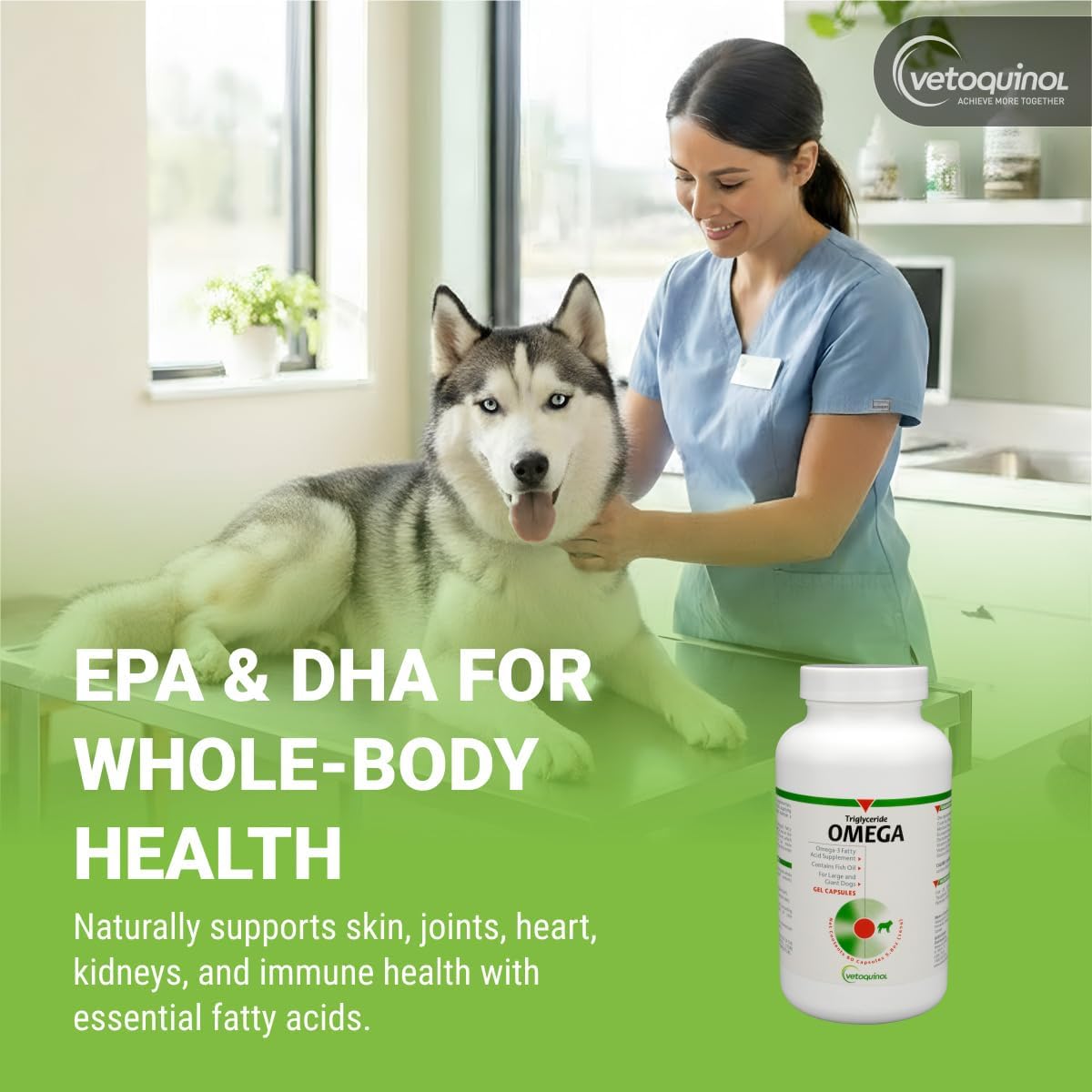 Vetoquinol Triglyceride Omega - Aceite de Pescado para Perros y Gatos - 60 Cápsulas