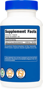 Nutricost Vitamina B12 (Metilcobalamina) 5000mcg, 120 Cápsulas - Sin Gluten, No OGM, Cápsulas Vegetarianas