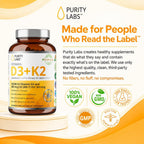 Purity Labs Vitamina D3 + K2 10000 IU, 200 mcg K2 MK-7 con Bioperine, 120 Cápsulas