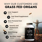 Ancestral Supplements Suplemento de Órganos de Res Alimentados con Pasto - Mezcla de Hígado, Corazón, Riñón, Páncreas, Bazo - Liofilizado - No GMO - 180 Cápsulas