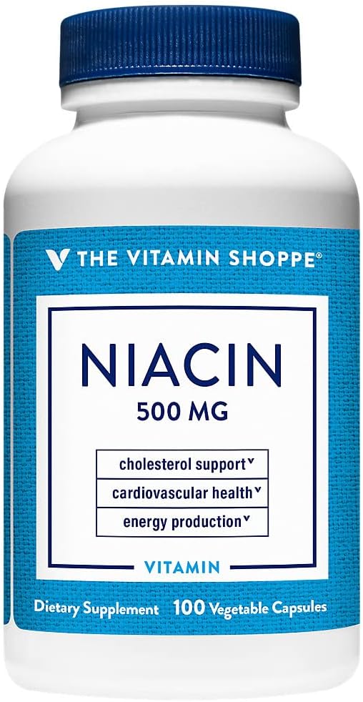 The Vitamin Shoppe Niacina 500 mg con Apoyo del Colesterol - 100 Cápsulas Vegetales
