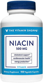 The Vitamin Shoppe Niacina 500 mg con Apoyo del Colesterol - 100 Cápsulas Vegetales