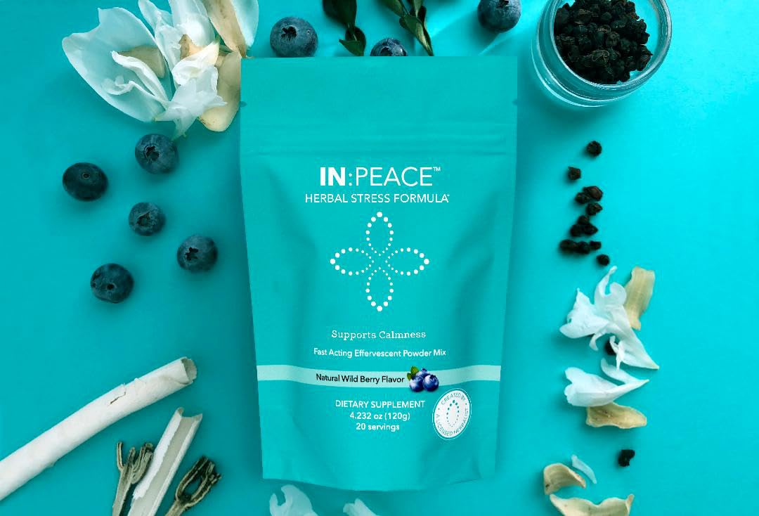 IN:Peace Fórmula Calmante Herbal - 20 Dosis, Sabor Wild Berry - Mezcla de 9 Hierbas Adaptógenas